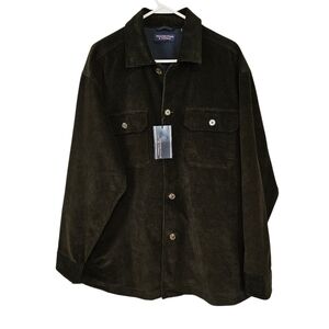 Roundtree & Yorke Corduroy Dark Green Button Down Shacket Jacket